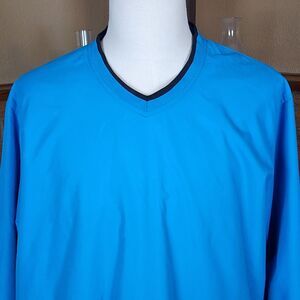 PGA Tour Blue V Neck Pullover Golf Windbreaker Size LG